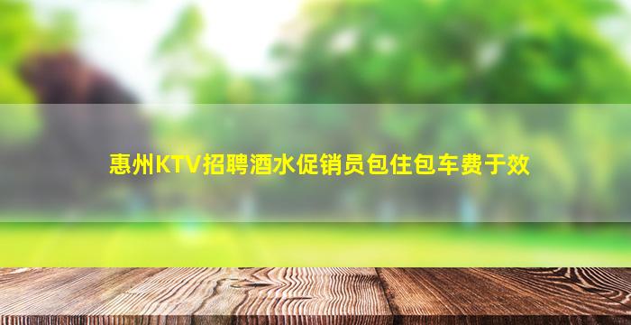 惠州KTV招聘酒水促销员包住包车费于效